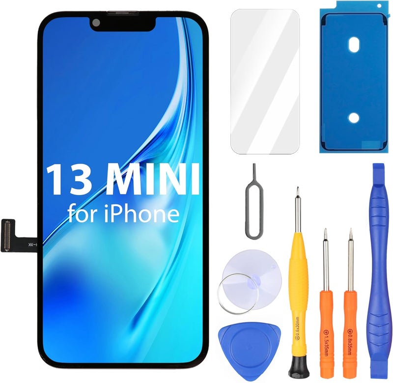 Ayake Store for iPhone 13 Mini Screen Replacement, 5.4 inch FHD LCD Display and Touch Digitizer Screen, True Tone Programmable, Face ID Remains (for A2481, A2626, A2628, A2629, A2630) - Image 1